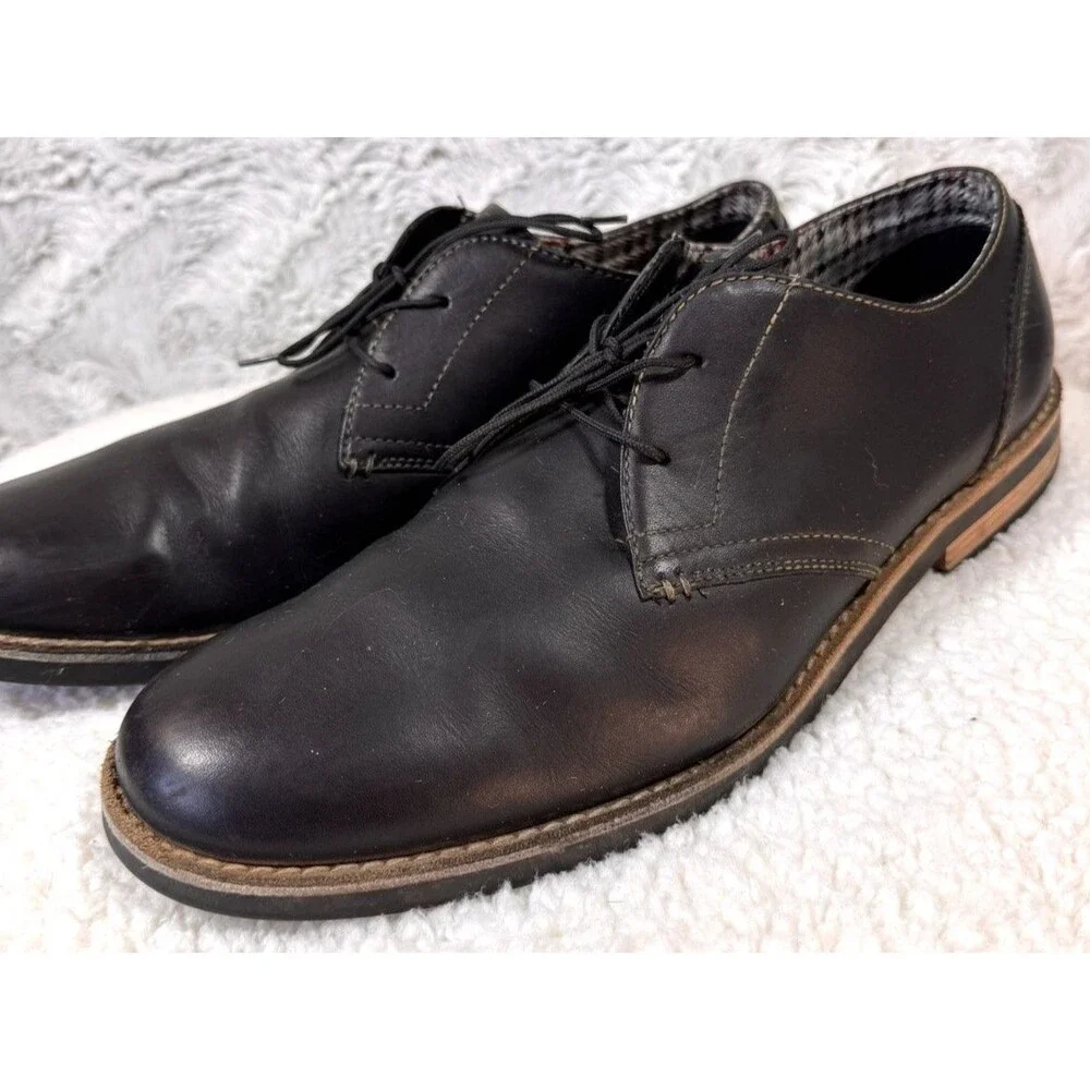 Original Penguin Black Dark Brown Leather Loafers Oxfords‎ Men's 12